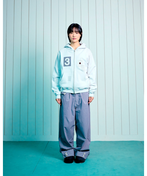 THECOLDESTMOMENT(ザコールデストモーメント)の「TCM 3 stitch hooded zip-up (grey beige)(パーカー・レディース・その他・S/M/L)」の6枚目の写真