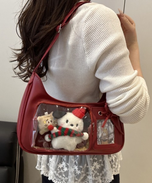 LAC-VERT(ラック・ヴェール)の「【推し活】クリアポケット付きショルダーバッグ(ショルダーバッグ・レディース・レッド/ホワイト/ブラック・FREE)」の9枚目の写真