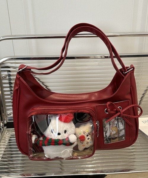 LAC-VERT(ラック・ヴェール)の「【推し活】クリアポケット付きショルダーバッグ(ショルダーバッグ・レディース・レッド/ホワイト/ブラック・FREE)」の11枚目の写真