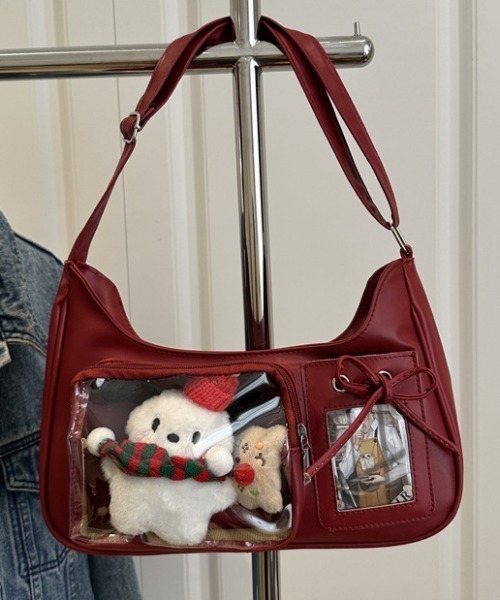 LAC-VERT(ラック・ヴェール)の「【推し活】クリアポケット付きショルダーバッグ(ショルダーバッグ・レディース・レッド/ホワイト/ブラック・FREE)」の10枚目の写真