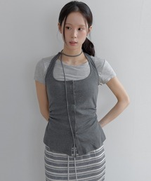 UNE MANSION（ユヌマンション）の「【2026SS新作アイテム】スタイリングポイントマフラーSETレイヤードホルターキャミソール（キャミソール）」