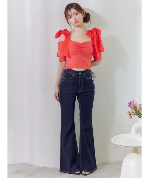 EATME（イートミー）の「レースアップフレアデニムパンツ（デニムパンツ・レディース・インディゴブルー/ライトブルー/ブラック・MEDIUM/SMALL）」の8枚目の写真