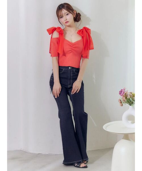 EATME（イートミー）の「レースアップフレアデニムパンツ（デニムパンツ・レディース・インディゴブルー/ライトブルー/ブラック・MEDIUM/SMALL）」の9枚目の写真