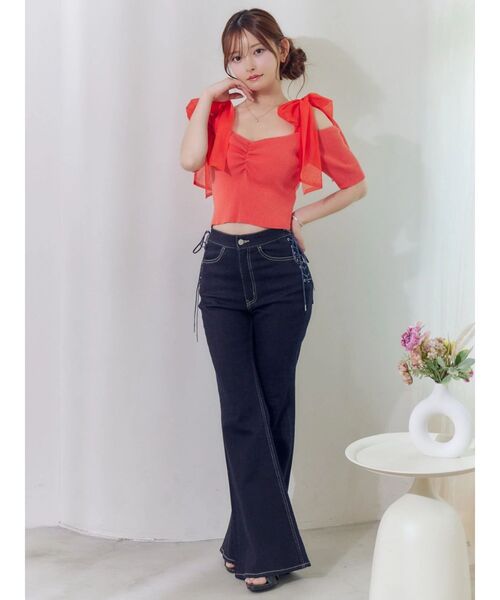 EATME（イートミー）の「レースアップフレアデニムパンツ（デニムパンツ・レディース・インディゴブルー/ライトブルー/ブラック・MEDIUM/SMALL）」の10枚目の写真