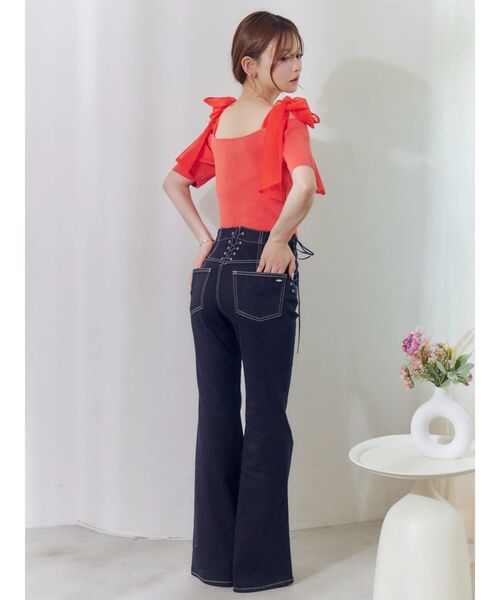 EATME（イートミー）の「レースアップフレアデニムパンツ（デニムパンツ・レディース・インディゴブルー/ライトブルー/ブラック・MEDIUM/SMALL）」の12枚目の写真