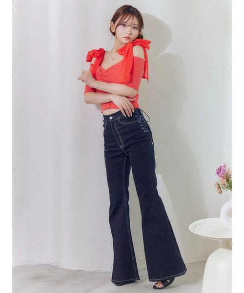 EATME（イートミー）の「レースアップフレアデニムパンツ（デニムパンツ・レディース・インディゴブルー/ライトブルー/ブラック・MEDIUM/SMALL）」の15枚目の写真