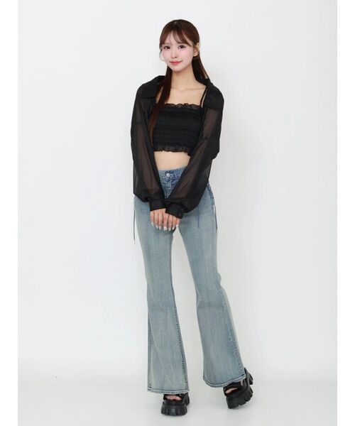 EATME（イートミー）の「レースアップフレアデニムパンツ（デニムパンツ・レディース・インディゴブルー/ライトブルー/ブラック・MEDIUM/SMALL）」の18枚目の写真