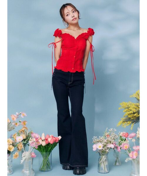 EATME（イートミー）の「レースアップフレアデニムパンツ（デニムパンツ・レディース・インディゴブルー/ライトブルー/ブラック・MEDIUM/SMALL）」の21枚目の写真