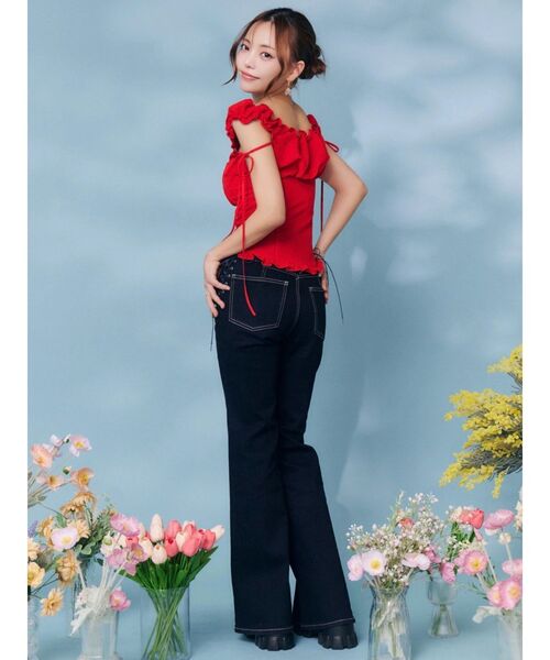 EATME（イートミー）の「レースアップフレアデニムパンツ（デニムパンツ・レディース・インディゴブルー/ライトブルー/ブラック・MEDIUM/SMALL）」の22枚目の写真