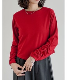 Re:EDIT（リエディ）の「[2026S/S PRE ORDER]アンチピリングフライス袖シャーリングラウンドヘムトップス（Tシャツ/カットソー）」
