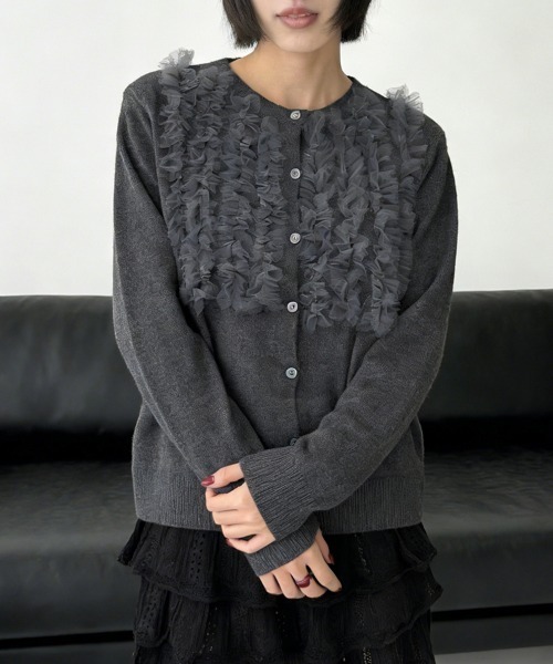 ONEP STAR（ワンピスター）の「フロントフリルカーディガン（カーディガン/ボレロ・レディース・ブラック/グレー/ベージュ・FREE）」の18枚目の写真