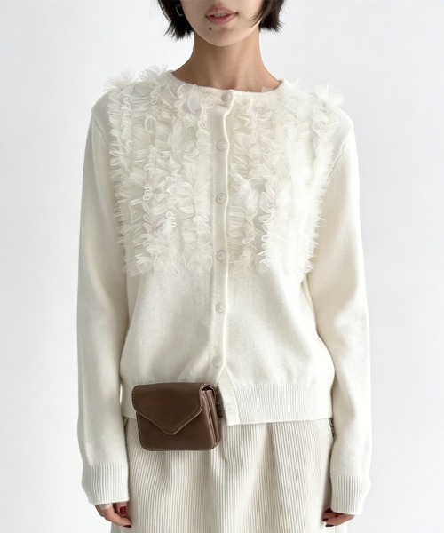 ONEP STAR（ワンピスター）の「フロントフリルカーディガン（カーディガン/ボレロ・レディース・ブラック/グレー/ベージュ・FREE）」の5枚目の写真