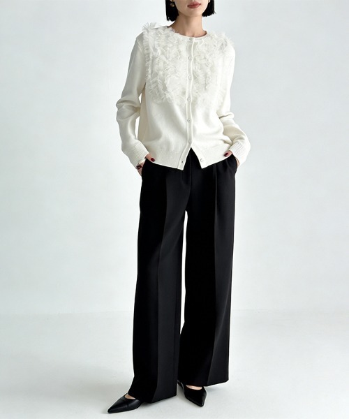 ONEP STAR（ワンピスター）の「フロントフリルカーディガン（カーディガン/ボレロ・レディース・ブラック/グレー/ベージュ・FREE）」の7枚目の写真