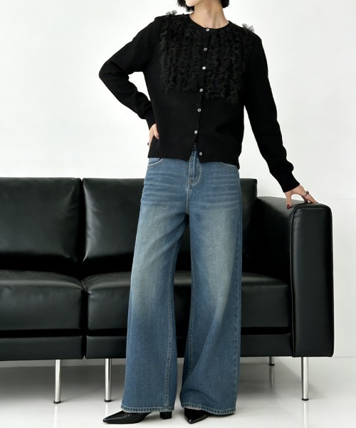 ONEP STAR（ワンピスター）の「フロントフリルカーディガン（カーディガン/ボレロ・レディース・ブラック/グレー/ベージュ・FREE）」の11枚目の写真