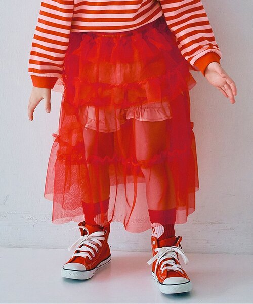 p.premier（ピードットプルミエ）の「チュール3WAYオーバーレイヤードスカート（スカート・キッズ・ブラック/オフホワイト/ピンク/レッド・80/90/100/110/120/130/140）」の4枚目の写真