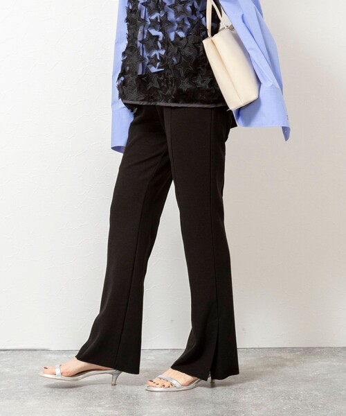 NOLLEY’S（ノーリーズ）の「【WEB限定】ウォッシャブルソフトリブフレアパンツ（その他パンツ・レディース・ブラック・38/36）」の5枚目の写真