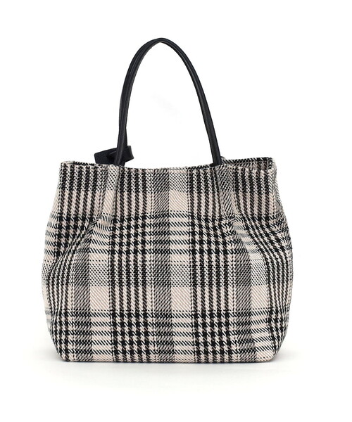 COOCO(クーコ)の「チェック柄ツマミハンドル2WAYミニトートバッグ(トートバッグ・レディース・ベージュ/ブラック・FREE)」の7枚目の写真