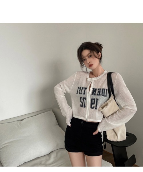 Ritzy（リッツィー）の「前開きジップデザイン  カーディガン（カーディガン/ボレロ・レディース・ブラック/ホワイト・M）」の8枚目の写真