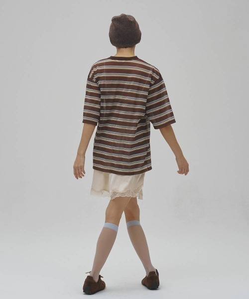 TODAYFUL(トゥデイフル)の「TODAYFUL Sheer Border T-shirt シアーボーダーTシャツ/12610629(Tシャツ/カットソー・レディース・ライトグリーン/ブラウン・ONE SIZE)」の3枚目の写真