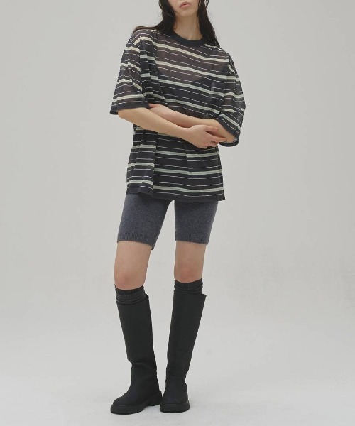 TODAYFUL(トゥデイフル)の「TODAYFUL Sheer Border T-shirt シアーボーダーTシャツ/12610629(Tシャツ/カットソー・レディース・ライトグリーン/ブラウン・ONE SIZE)」の7枚目の写真