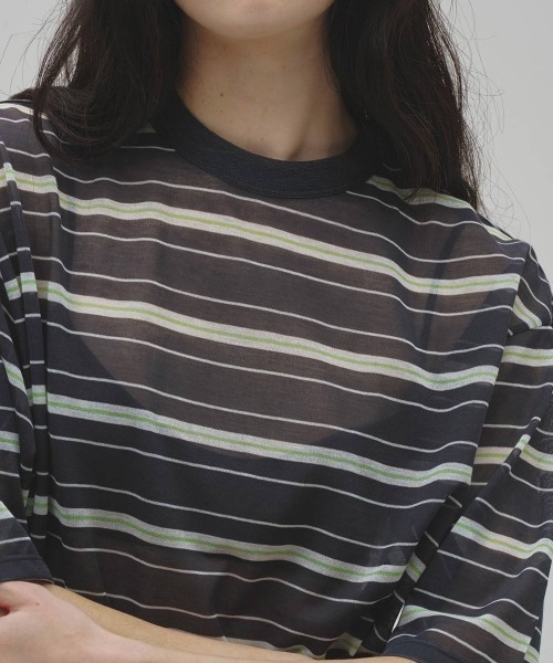TODAYFUL(トゥデイフル)の「TODAYFUL Sheer Border T-shirt シアーボーダーTシャツ/12610629(Tシャツ/カットソー・レディース・ライトグリーン/ブラウン・ONE SIZE)」の8枚目の写真