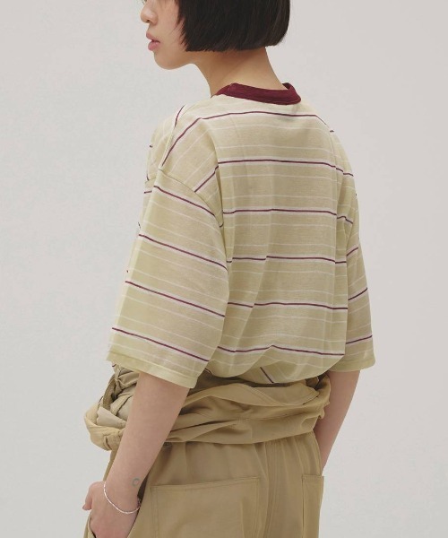 TODAYFUL(トゥデイフル)の「TODAYFUL Sheer Border T-shirt シアーボーダーTシャツ/12610629(Tシャツ/カットソー・レディース・ライトグリーン/ブラウン・ONE SIZE)」の5枚目の写真