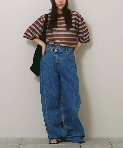 TODAYFUL(トゥデイフル)の「TODAYFUL Sheer Border T-shirt シアーボーダーTシャツ/12610629(Tシャツ/カットソー・レディース・ライトグリーン/ブラウン・ONE SIZE)」の14枚目の写真