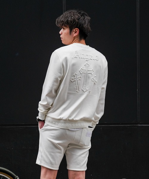 adamsJUGGLER(アダムスジャグラー)の「RTEG S/クロススウェットプル(スウェット・メンズ・ホワイト/ブラック・S/M/L/XL)」の1枚目の写真