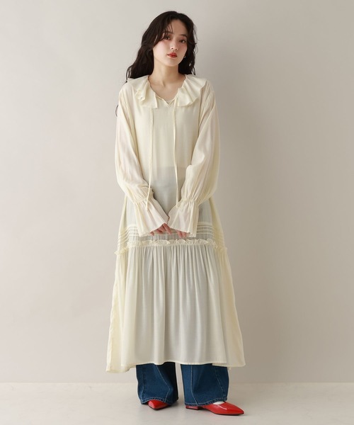 RAGEBLUE（レイジブルー）の「フリルカラーデザインワンピース（ワンピース・レディース・ブラック/オフホワイト・FREE）」の2枚目の写真