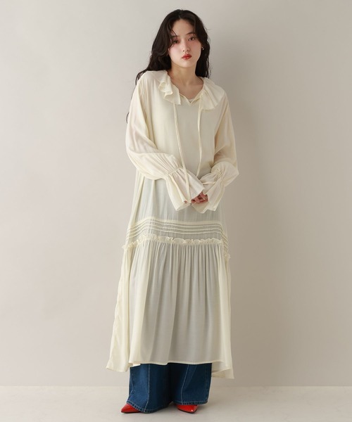 RAGEBLUE（レイジブルー）の「フリルカラーデザインワンピース（ワンピース・レディース・ブラック/オフホワイト・FREE）」の3枚目の写真