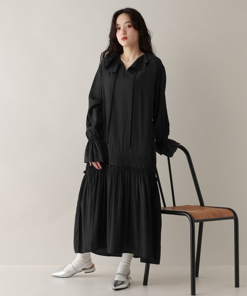 RAGEBLUE（レイジブルー）の「フリルカラーデザインワンピース（ワンピース・レディース・ブラック/オフホワイト・FREE）」の8枚目の写真