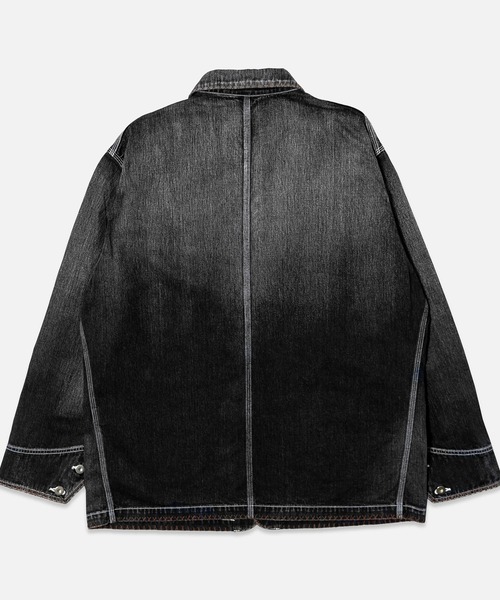 KHOKI（コッキ）の「【KHOKI/コッキ】Hand-Embroidered Denim Coverall（デニムジャケット・メンズ・ブラック/インディゴブルー・3/2）」の3枚目の写真