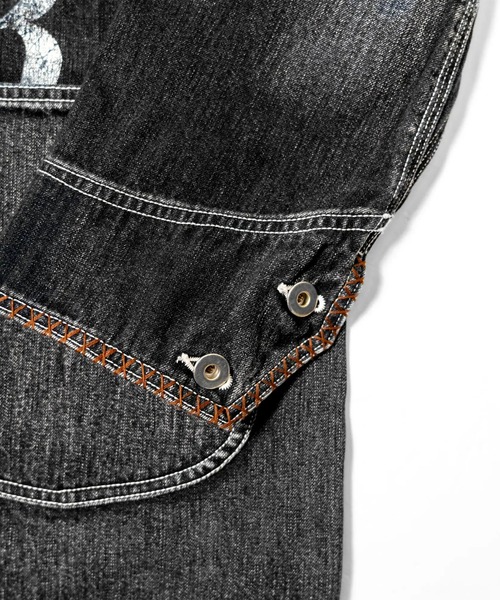 KHOKI（コッキ）の「【KHOKI/コッキ】Hand-Embroidered Denim Coverall（デニムジャケット・メンズ・ブラック/インディゴブルー・3/2）」の6枚目の写真