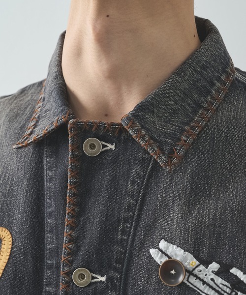KHOKI/コッキ】Hand-Embroidered Denim Coverall（デニムジャケット