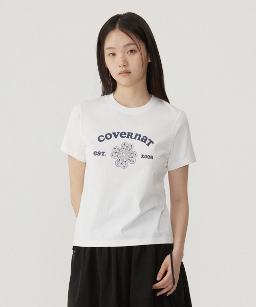 COVERNAT WOMAN(カバーナットウーマン)の「ウーマンレギュラーフィットアーチクローバーハートTシャツホワイト(Tシャツ/カットソー・レディース・その他・LARGE/WS/WM)」の1枚目の写真