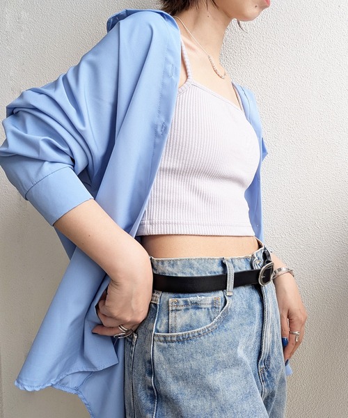 styiro(スタイロ)の「オーバーサイズベーシックシャツ レディース 長袖 羽織り オフィスカジュアル ゆったり 無地シャツ(シャツ/ブラウス・レディース・ホワイト/ブルー・FREE)」の22枚目の写真