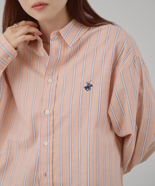 Mac-House(マックハウス)の「BEVERLY HILLS POLO CLUB ワンポイント刺繍 ショート丈 コットン ロングスリーブシャツ(シャツ/ブラウス・レディース・ブルーグリーン/ブルー/ネイビー系/オフホワイト/サックスブルー系/イエロー/オレンジ・S)」の9枚目の写真