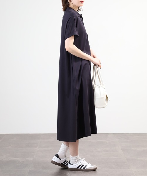 EGLANTINE(エグランティーヌ)の「EGLANTINE ポロワンピース 半袖(ワンピース・レディース・ブラック/ネイビー/チャコールグレー・40)」の17枚目の写真