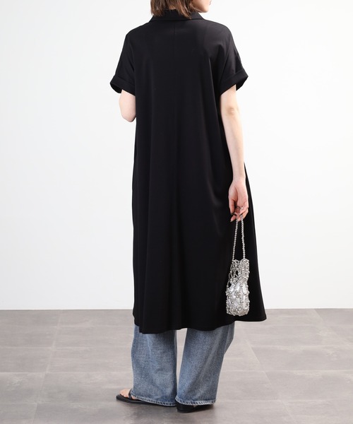 EGLANTINE(エグランティーヌ)の「EGLANTINE ポロワンピース 半袖(ワンピース・レディース・ブラック/ネイビー/チャコールグレー・40)」の8枚目の写真