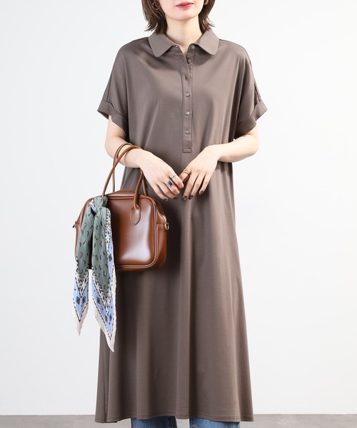 EGLANTINE(エグランティーヌ)の「EGLANTINE ポロワンピース 半袖(ワンピース・レディース・ブラック/ネイビー/チャコールグレー・40)」の18枚目の写真