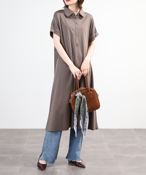 EGLANTINE(エグランティーヌ)の「EGLANTINE ポロワンピース 半袖(ワンピース・レディース・ブラック/ネイビー/チャコールグレー・40)」の19枚目の写真