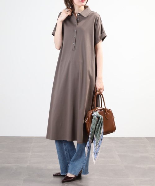 EGLANTINE(エグランティーヌ)の「EGLANTINE ポロワンピース 半袖(ワンピース・レディース・ブラック/ネイビー/チャコールグレー・40)」の20枚目の写真