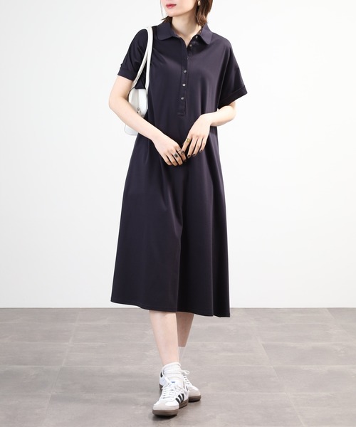 EGLANTINE(エグランティーヌ)の「EGLANTINE ポロワンピース 半袖(ワンピース・レディース・ブラック/ネイビー/チャコールグレー・40)」の11枚目の写真