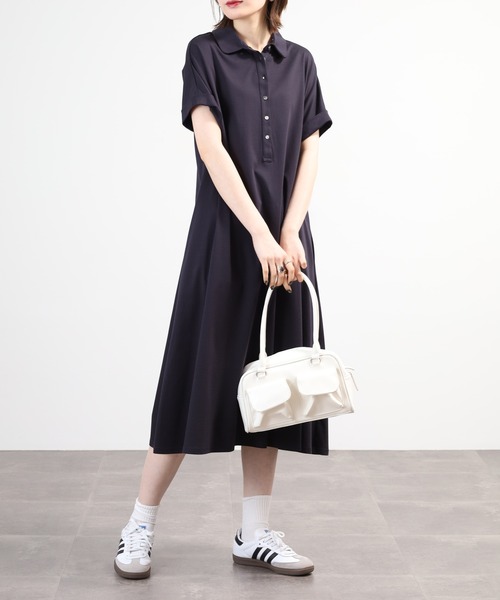 EGLANTINE(エグランティーヌ)の「EGLANTINE ポロワンピース 半袖(ワンピース・レディース・ブラック/ネイビー/チャコールグレー・40)」の13枚目の写真