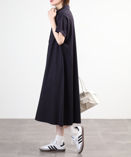 EGLANTINE(エグランティーヌ)の「EGLANTINE ポロワンピース 半袖(ワンピース・レディース・ブラック/ネイビー/チャコールグレー・40)」の14枚目の写真