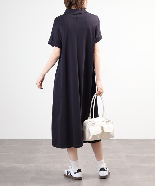 EGLANTINE(エグランティーヌ)の「EGLANTINE ポロワンピース 半袖(ワンピース・レディース・ブラック/ネイビー/チャコールグレー・40)」の15枚目の写真