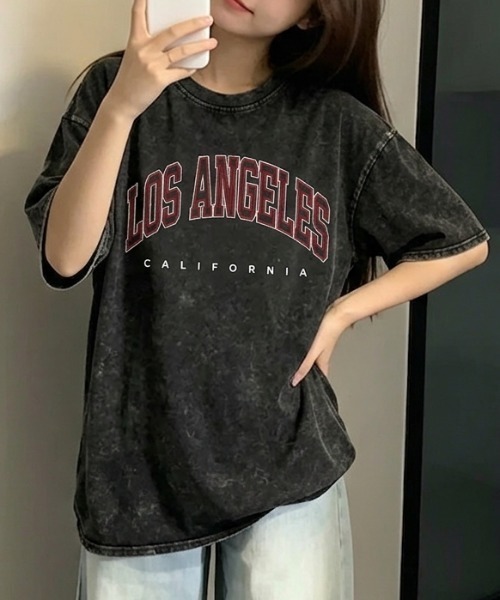 LAC-VERT(ラック・ヴェール)の「ヴィンテージ風カレッジロゴTシャツ(Tシャツ/カットソー・レディース・ブラック・LARGE/MEDIUM)」の1枚目の写真