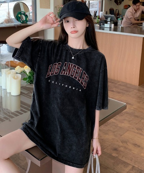 LAC-VERT(ラック・ヴェール)の「ヴィンテージ風カレッジロゴTシャツ(Tシャツ/カットソー・レディース・ブラック・LARGE/MEDIUM)」の2枚目の写真