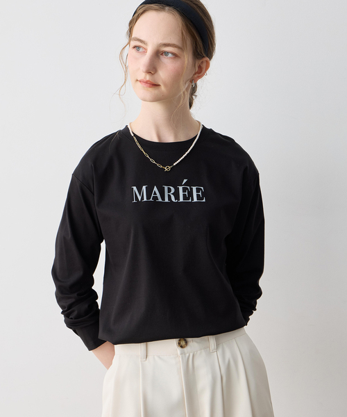 LE SOUK HOLIDAY(ルスークホリデー)の「シルケットロゴロンT【接触冷感・綿100%】(Tシャツ/カットソー・レディース・ブラック/ベージュ/オフホワイト・M/L)」の4枚目の写真