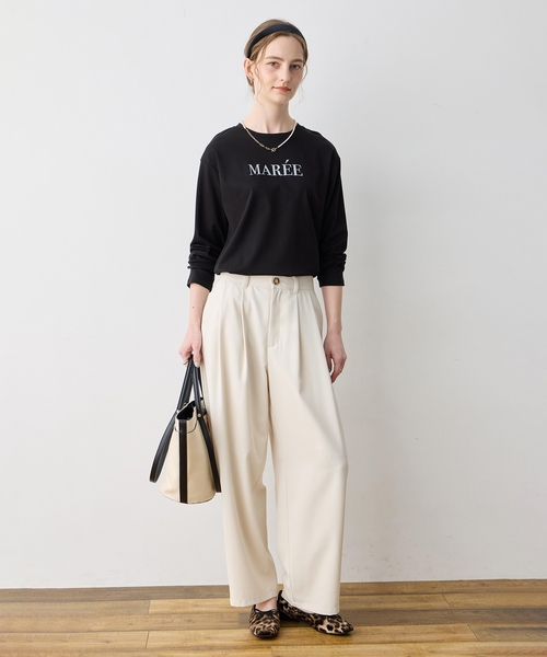 LE SOUK HOLIDAY(ルスークホリデー)の「シルケットロゴロンT【接触冷感・綿100%】(Tシャツ/カットソー・レディース・ブラック/ベージュ/オフホワイト・M/L)」の6枚目の写真
